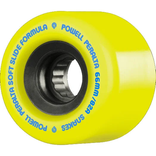 surfboards with low profile for reduced drag-Powell Snakes Wheel Yellow 66mm