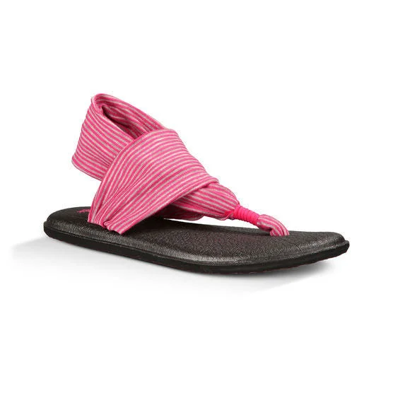 Sanuk Yoga Sling Girls Youth Sandal - Fuchsia / Purple Stripes