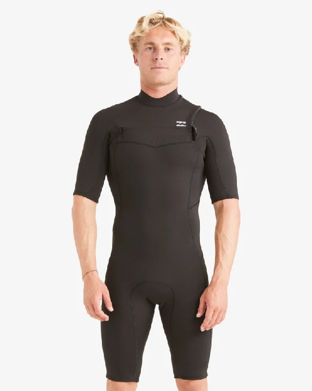 Billabong 2/2mm Absolute Short Sleeve Chest Zip Springsuit - BLACK