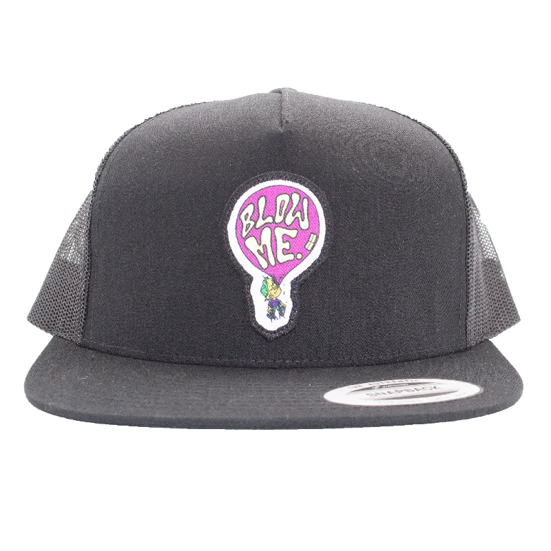 Blow Me Patch Retro Trucker Hat Black