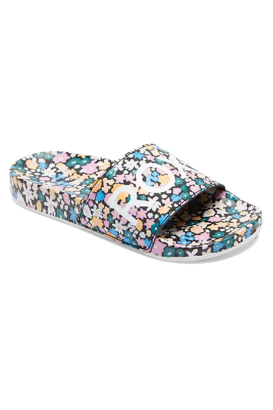 Roxy Girl's Slippy Printed Sandal - Black Floral