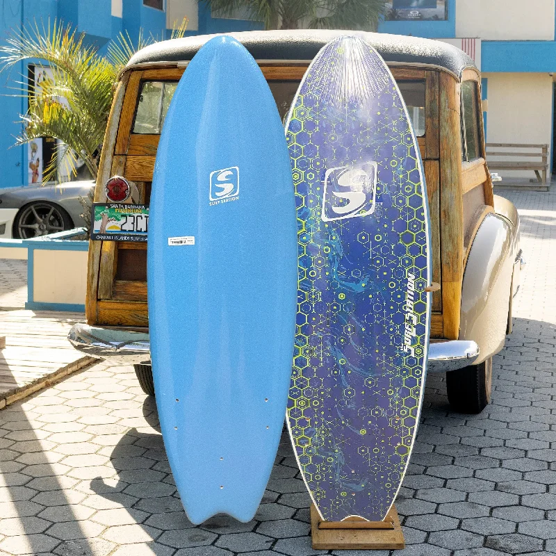 surfboards for optimal grip in wet conditions-Surf Station Dredger 5'6 Soft Surfboard - Blue