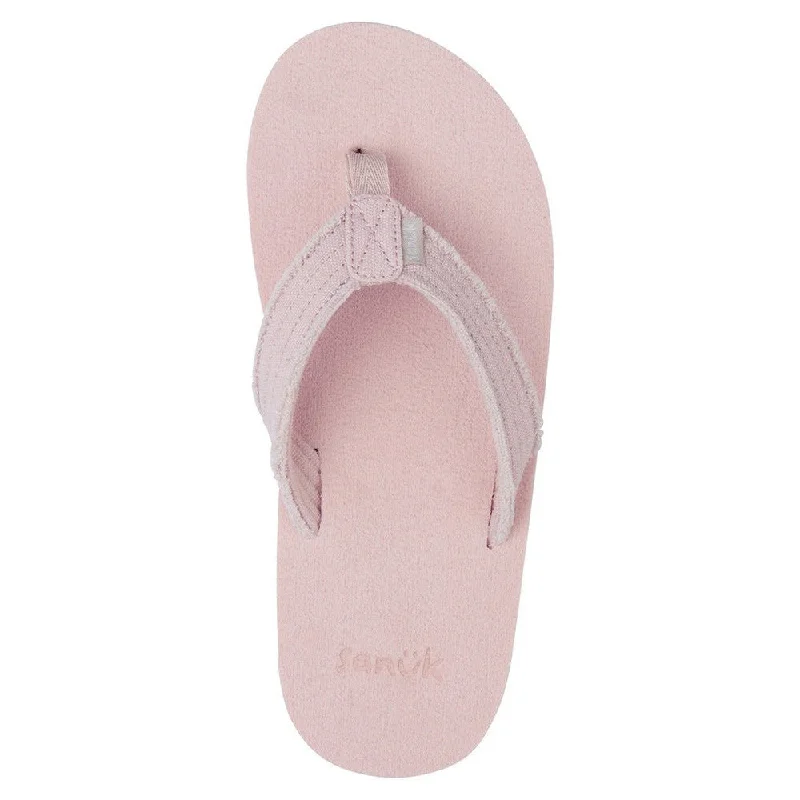 Sanuk Youth Fraidy Stacker Canvas Flip Flops - Pink Salt