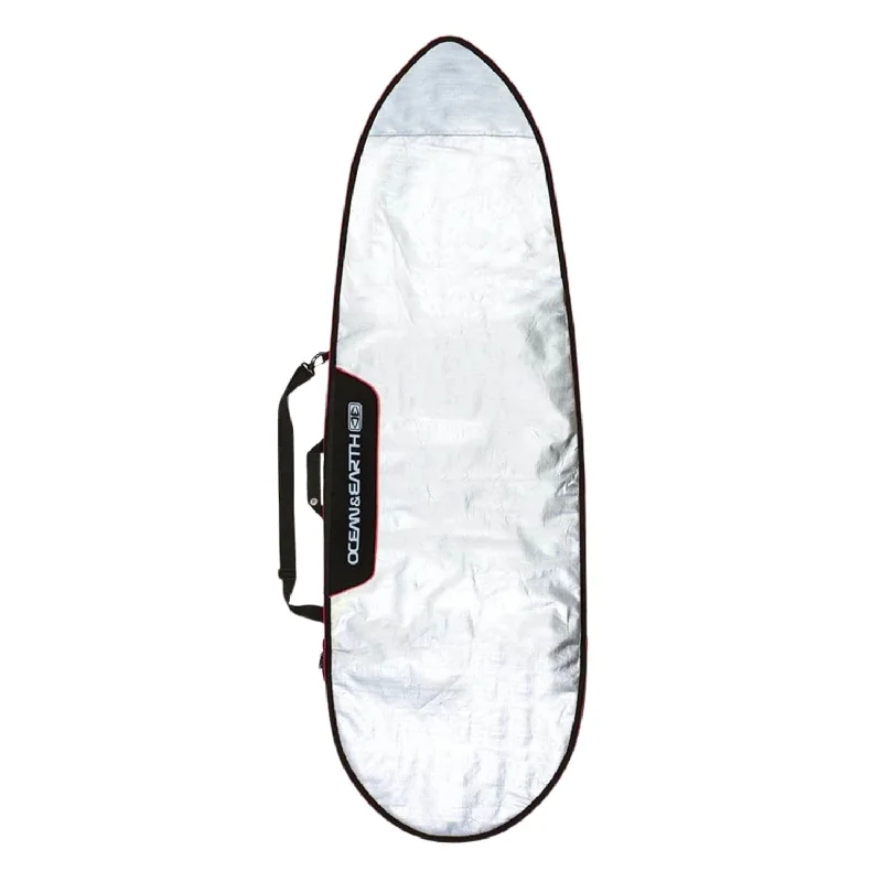 Ocean and Earth 7'0 Barry Basic Fish Surfboard Cover - Silver/Red