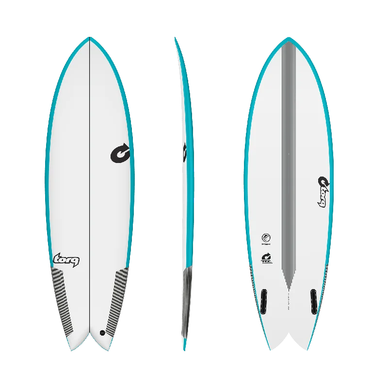 surfboards for big air maneuvers-6'0 TORQ TEC FISH  20 1/2” x 2 1/2” 36.2L FUTURES (BLUE RAILS)