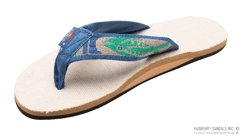 Rainbow Sandals Single Layer Hemp with a 1" Nylon Fish Pattern Strap (Mens)