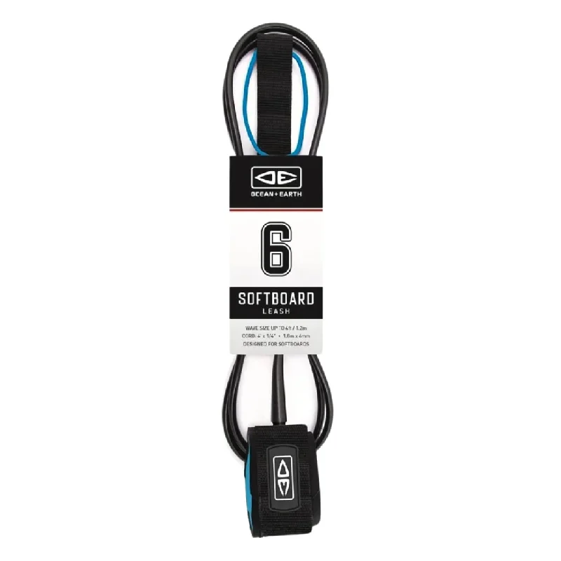 Ocean And Earth 6ft Softboard Surfboard Leash - Black