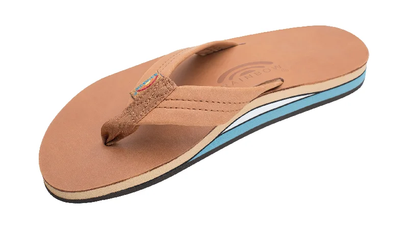 Rainbow Sandals Tan with Blue Midsole Classic Leather (Mens)