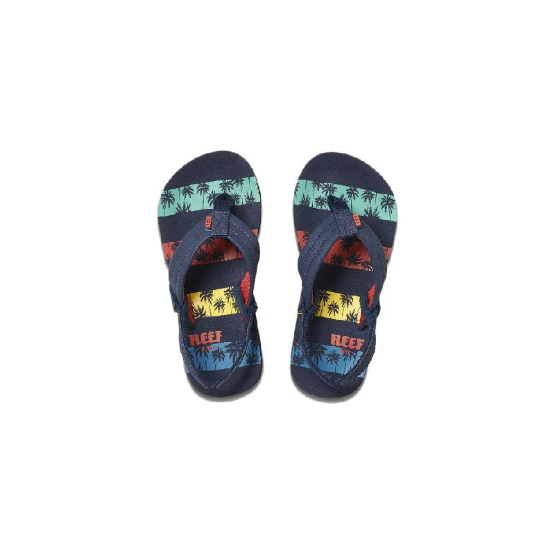 Reef Little Ahi Sandal - Navy Palm Stripes