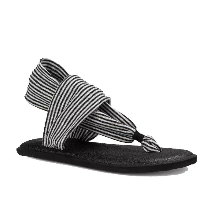 Sanuk Yoga Sling Girls Youth Sandal - Black / White Stripes