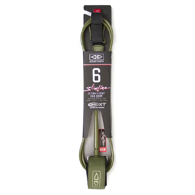 Ocean & Earth Slimline Lightweight Comp One-XT 6ft Leash - Olive